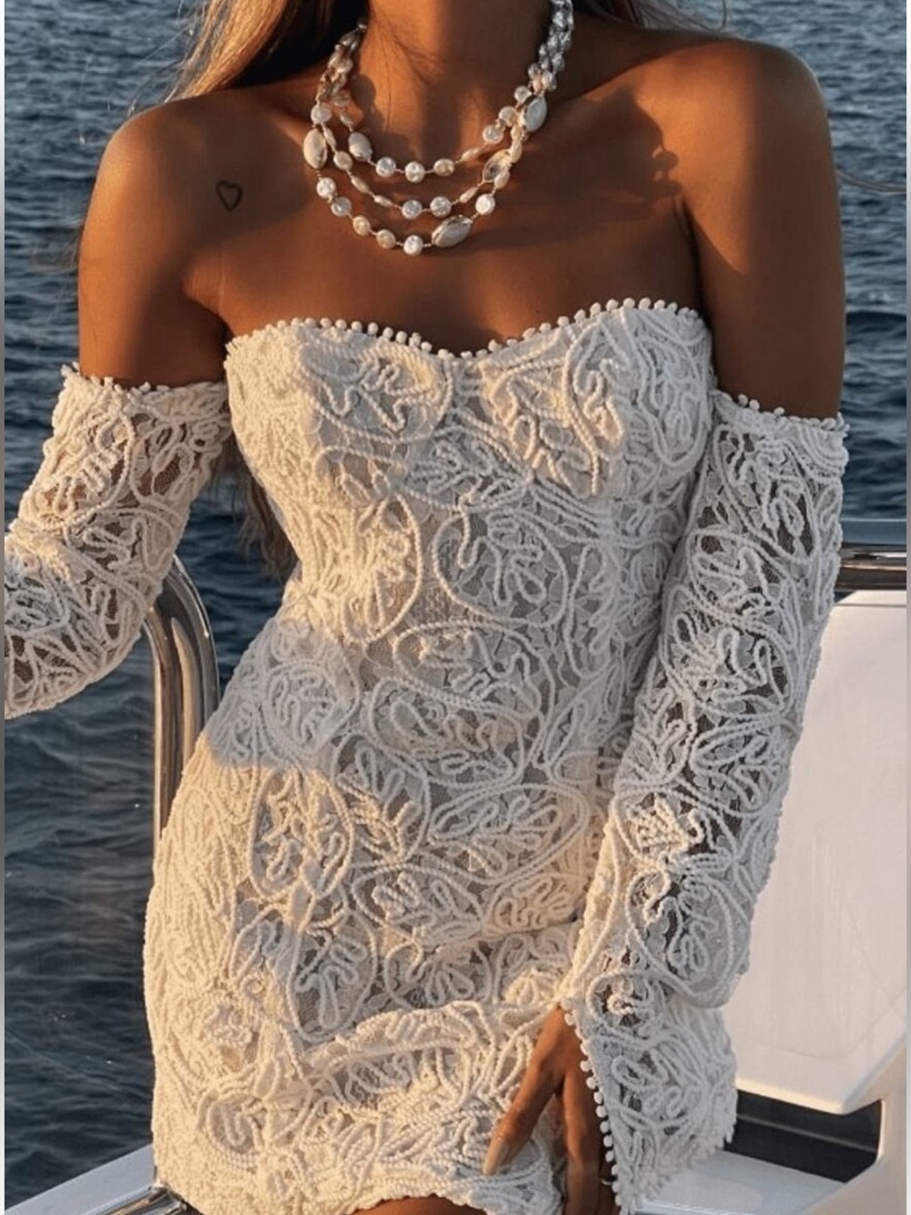 NWT 12th Tribe Liliana White Off-Shoulder Lace Mini Dress
